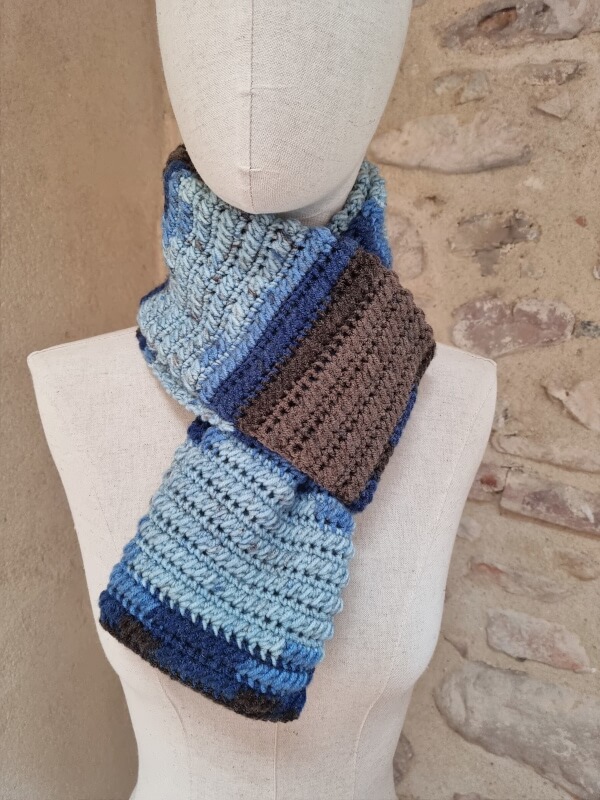 écharpe Kimberley laine bleu fait main